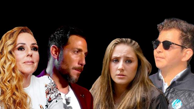 A la izquierda, Rocío Carrasco y Antonio David; a la derecha, sus hijos Rocío y David.