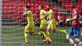 Gerard Moreno celebra un gol con el Villarreal