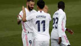 Marco Asensio celebra su gol al Eibar