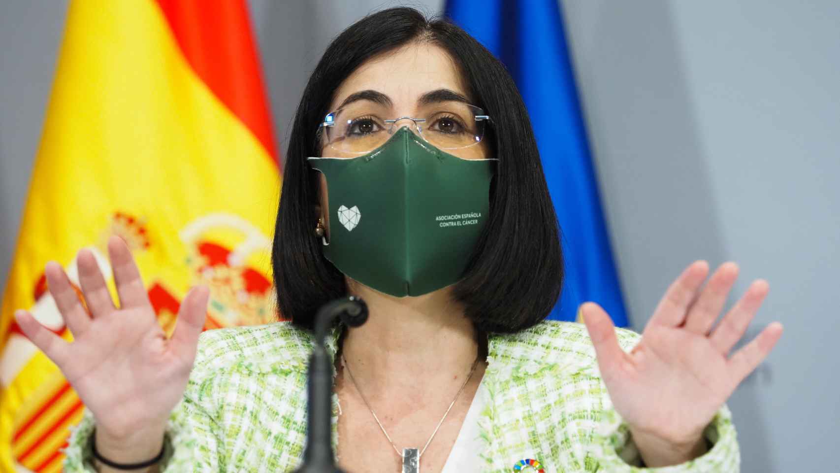 La ministra de Sanidad, Carolina Darias, en rueda de prensa.