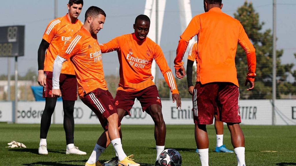 Eden Hazard, durante un entrenamiento del Real Madrid