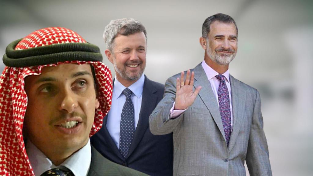 Hamzah, Federico de Dinamarca y Felipe VI, en un fotomontaje de JALEOS.