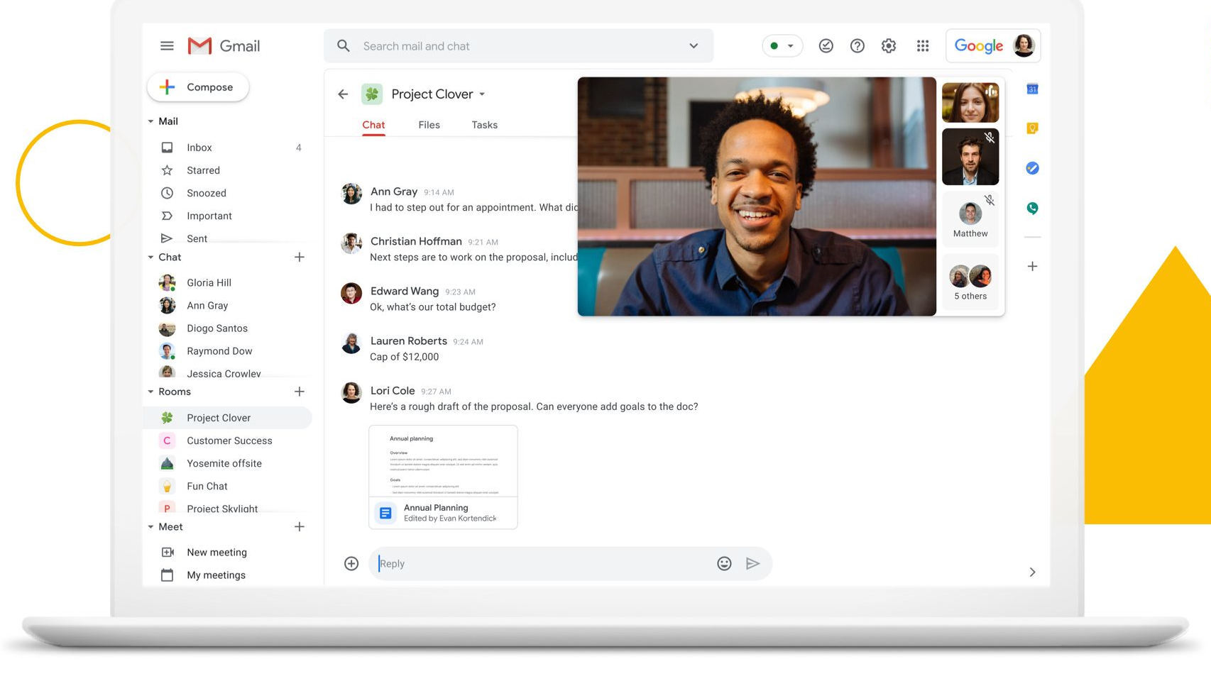 El nuevo Gmail tiene Google Chat y Google Meet integrados