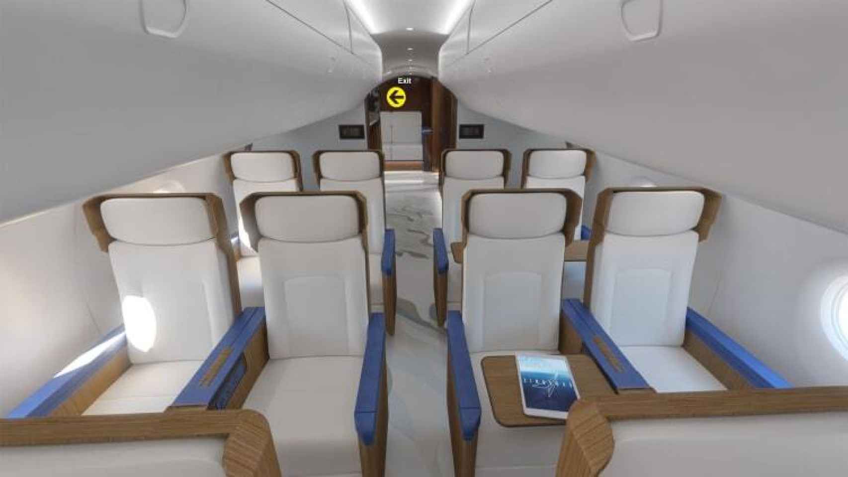 Cabina de pasajeros del próximo avión supersónico de Estados Unidos