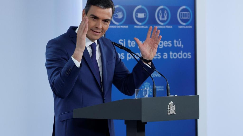 Sánchez, durante la rueda de prensa de este martes en La Moncloa.