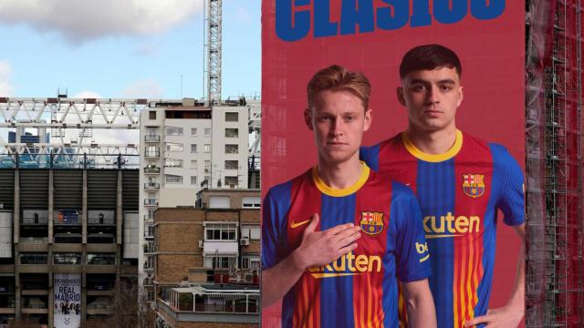 La pancarta que el Barça ha publicitado en sus redes sociales para calentar El Clásico. Foto: Twitter (@FCBarcelona)