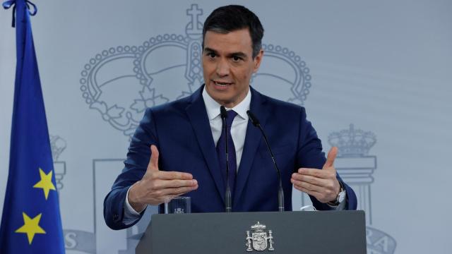 El presidente del Gobierno, Pedro Sánchez, en rueda de prensa en Moncloa.