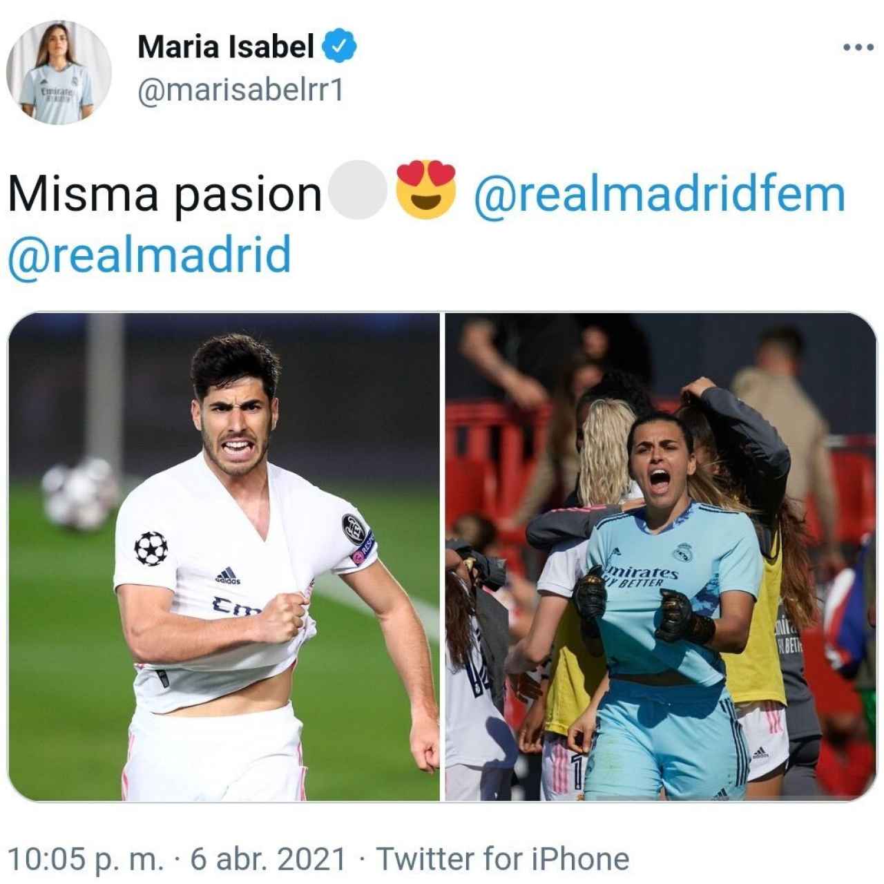 El tuit de Misa Rodríguez en la noche de la victoria del Real Madrid sobre el Liverpool