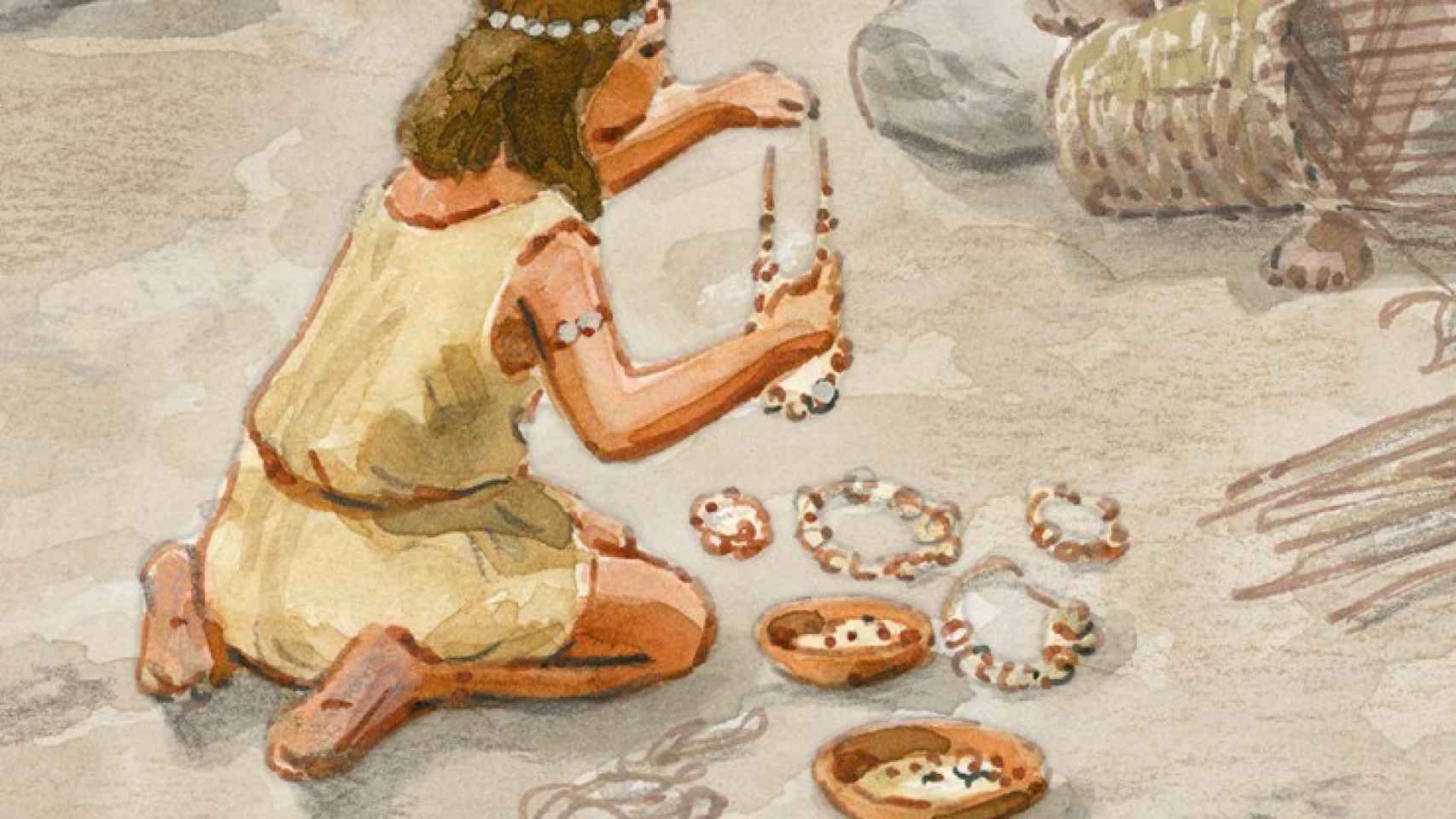 Imagen de una mujer trabajando en el Neolítico Pleno.