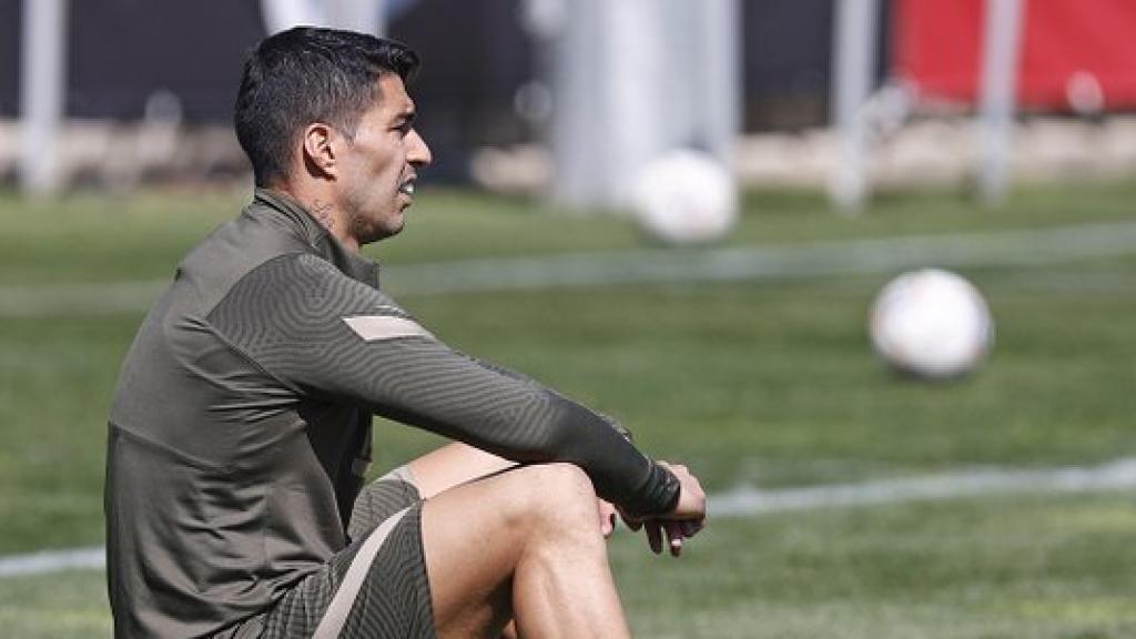 Luis Suárez, en un entrenamiento del Atlético de Madrid