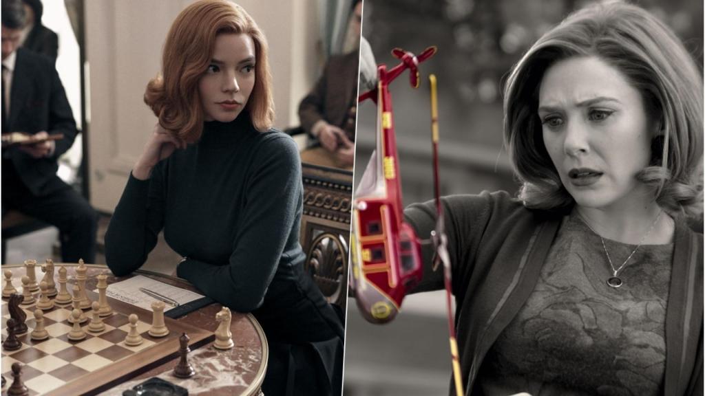 Anya Taylor-Joy en 'Gambito de dama' y Elizabeth Olsen en 'Bruja Escarlata y Visión'.