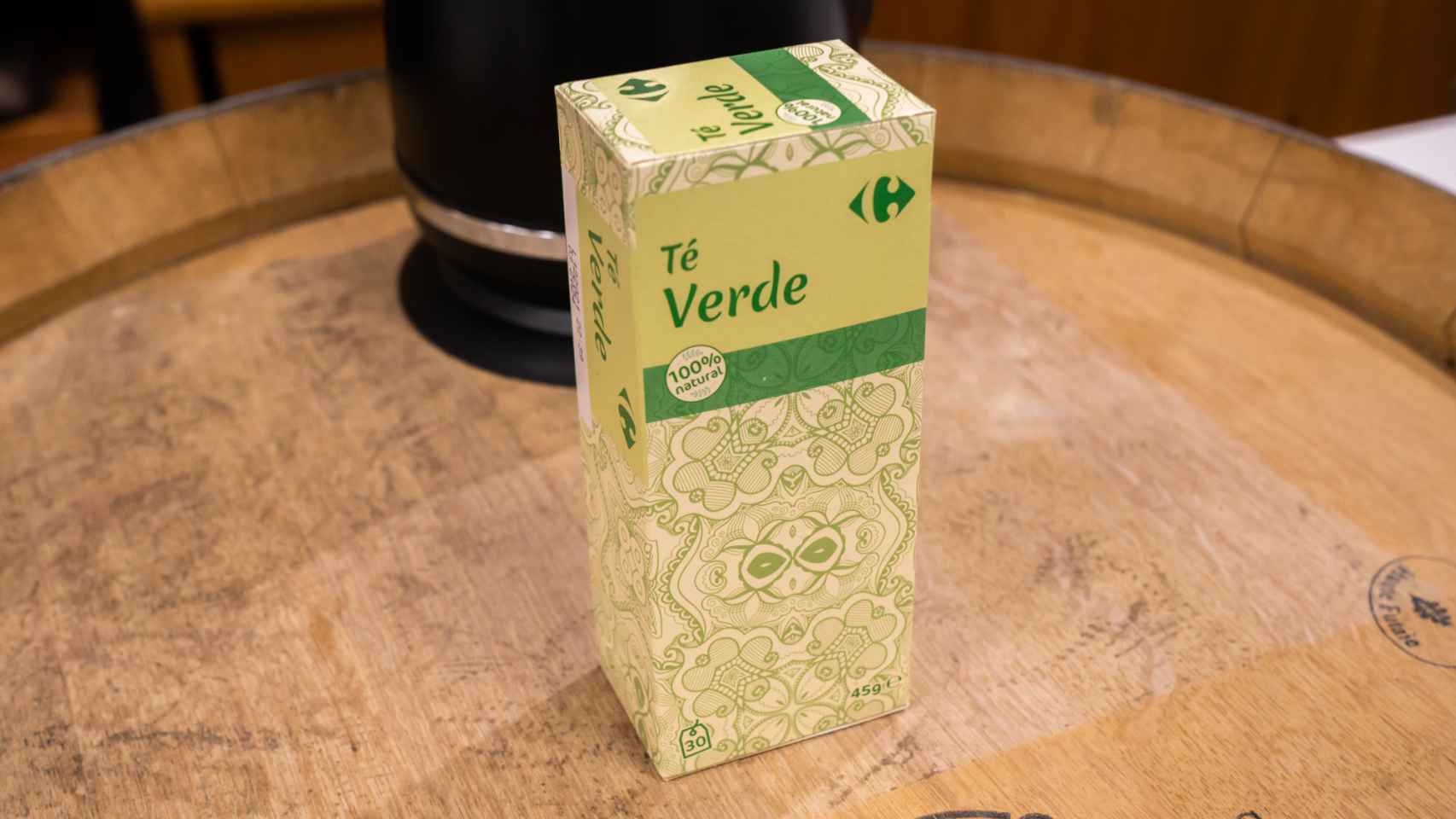 La caja de té verde de Carrefour.