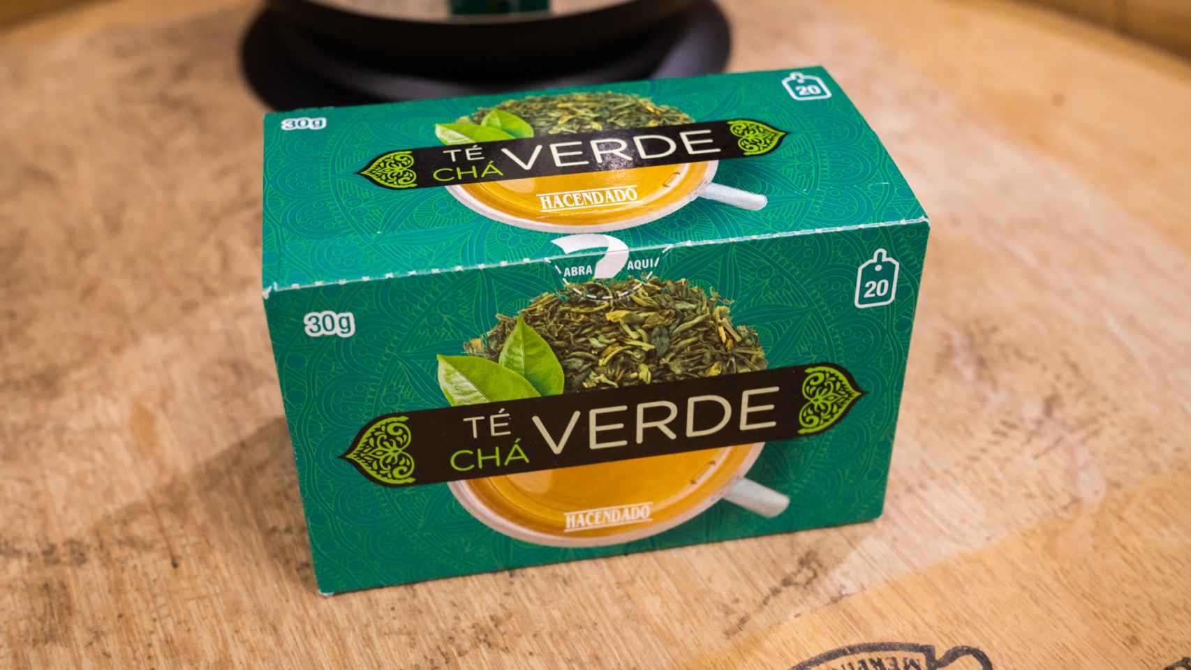 La caja de té verde de Hacendado, la marca blanca de Mercadona.