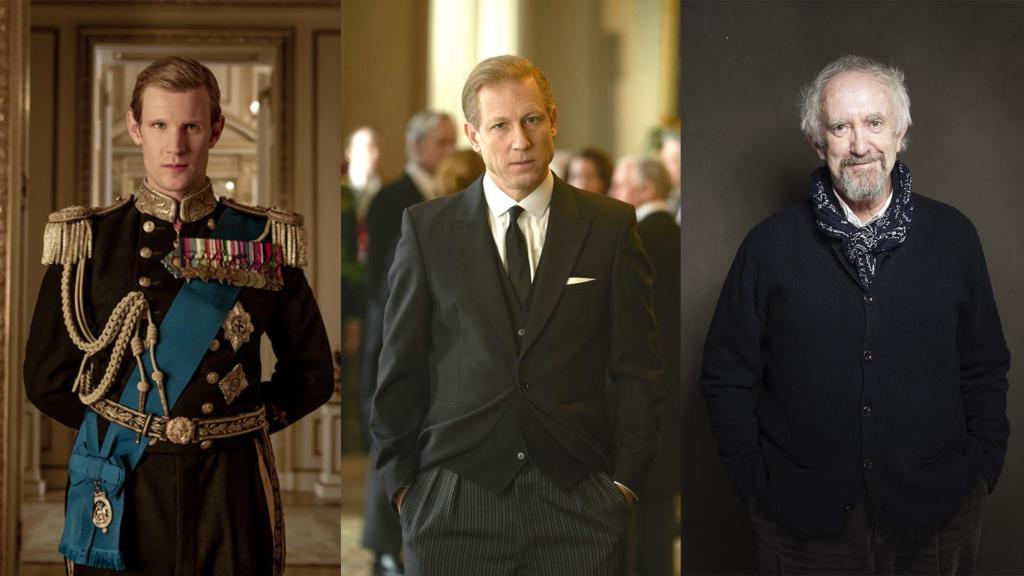 Matt Smith, Tobias Menzies y Jonathan Pryce, los tres Felipes de Edimburgo de 'The Crown'.