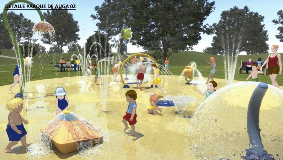 Parque infantil de juegos de agua en Pontevedra.