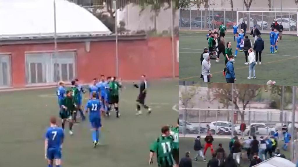 Imágenes de la pelea que se dio en la Tercera División catalana entre el Bon Pastor y el UD Carmelo