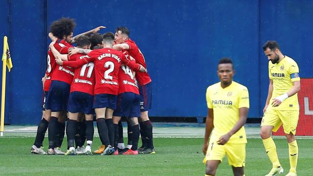 Los jugadores de Osasuna celebran uno de los goles ante el Villarreal