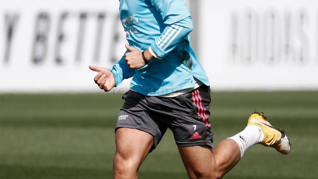 Eden Hazard, durante un entrenamiento del Real Madrid