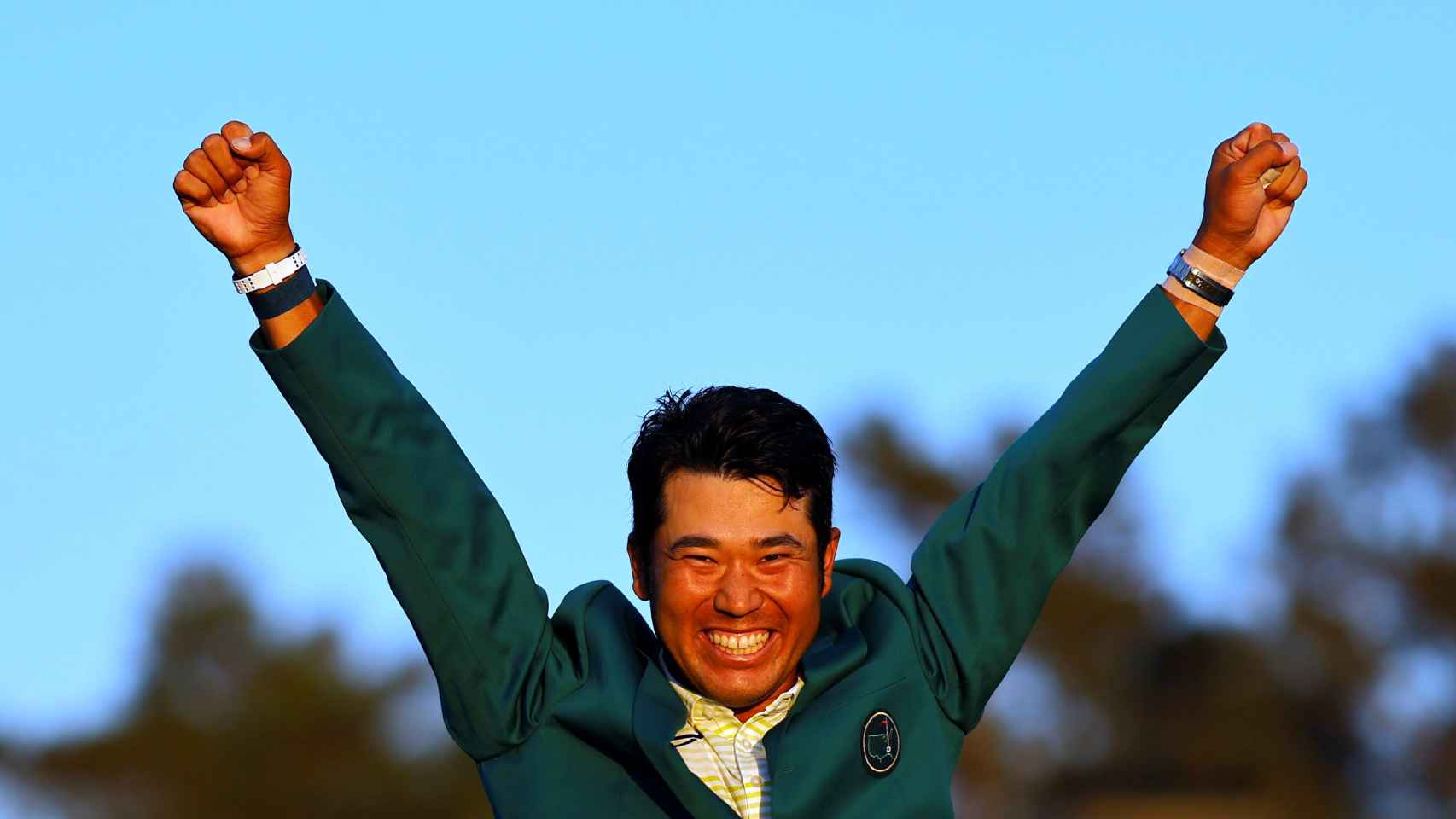 Hideki Matsuyama celebra su victoria en el Masters de Augusta de 2021