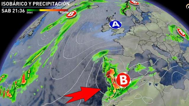 La borrasca de mediados de abril ascendiendo desde el sur. Eltiempo.es
