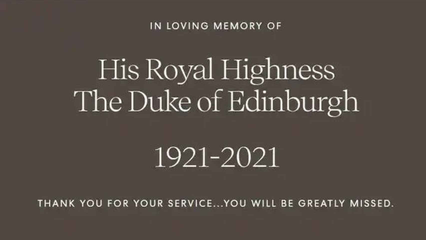 El mensaje que han escrito Meghan y Harry para despedir al duque de Edimburgo.