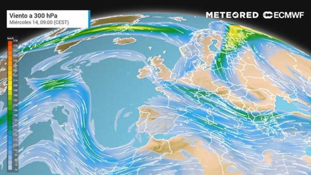 El chorro polar provocará nuevas tormentas, además de la llegada de partículas volcánicas. Meteored.