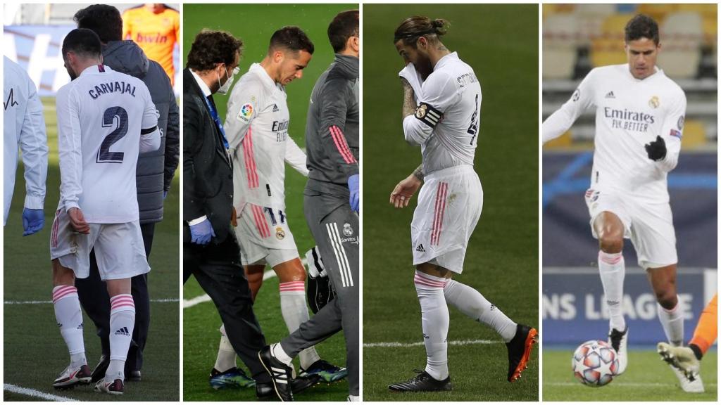 Carvajal, Lucas Vázquez, Sergio Ramos y Varane, en un collage