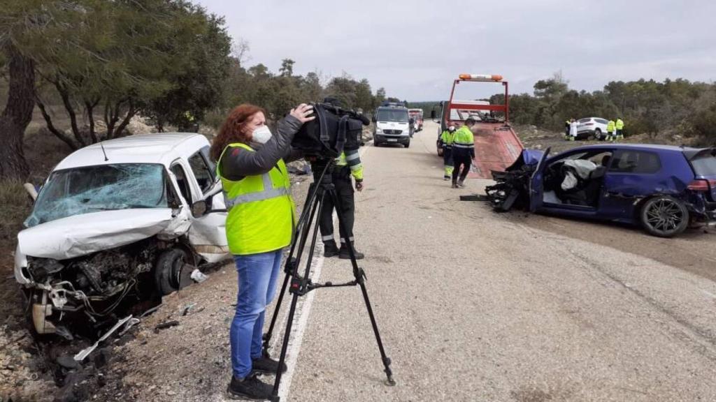 Colisión en cadena en la la CM-2100. Foto: Noticias CMM