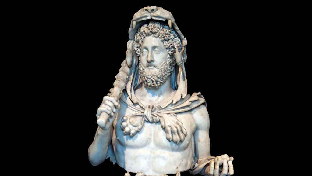 Busto de Cómodo como Hércules, con la piel de león, la clava y la manzana de las Hespérides.
