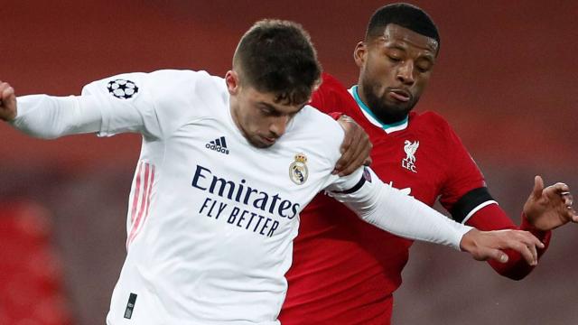 Fede Valverde, en el Liverpool - Real Madrid de la Champions League 2020/2021