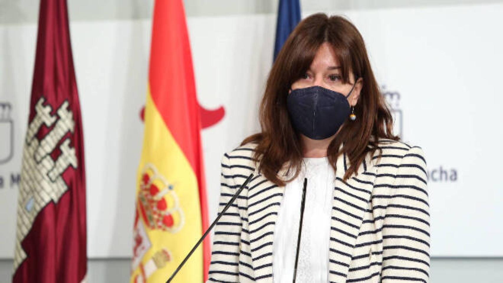 Blanca Fernández, consejera portavoz del Gobierno de Castilla-La Mancha, este miércoles en rueda de prensa. Foto: Óscar Huertas
