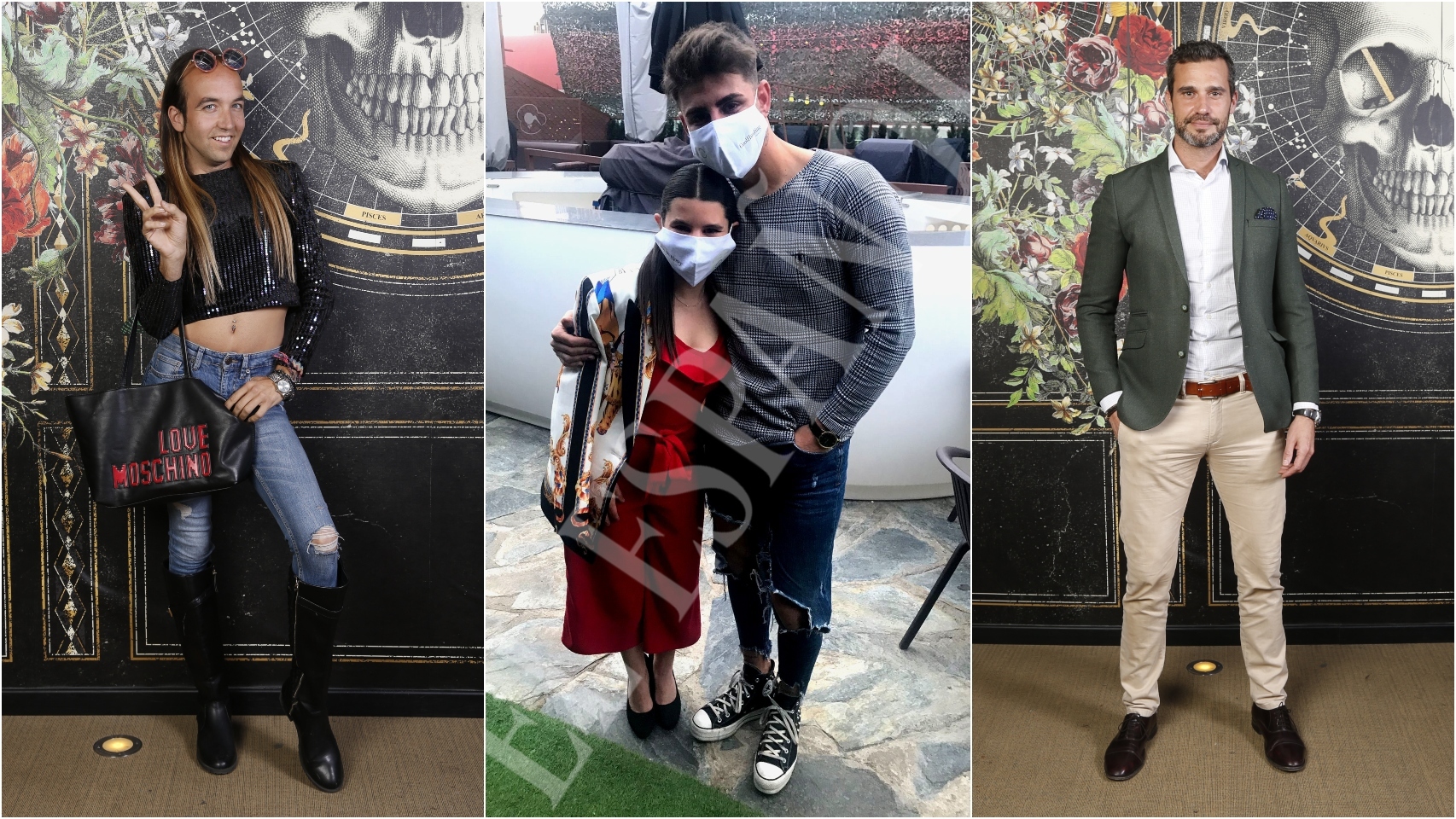 Aless Gibaja, Carla Vigo Ortiz junto a Isaac Torres, y el 'influencer' Fabio en el restaurante Zielou.