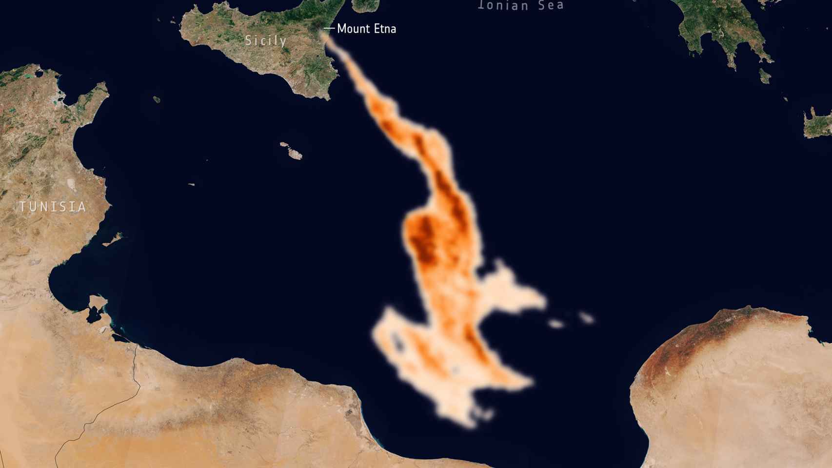 Detección satelital del dióxido de azufre del Etna