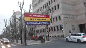 Bandera republicana colocada en Albacete. Foto: Albacete por la República