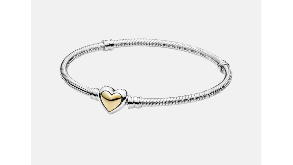 Pulsera Pandora Corazón Cúpula Dorada de plata y oro