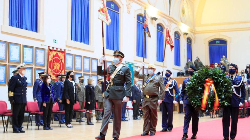 Solemne homenaje a los militares fallecidos por la pandemia, este pasado jueves.