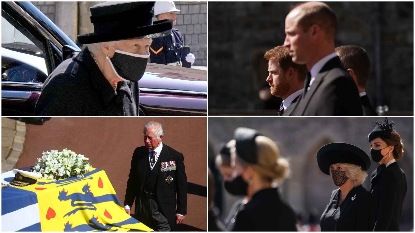 Miembros de la Familia Real británica despiden al duque de Edimburgo.