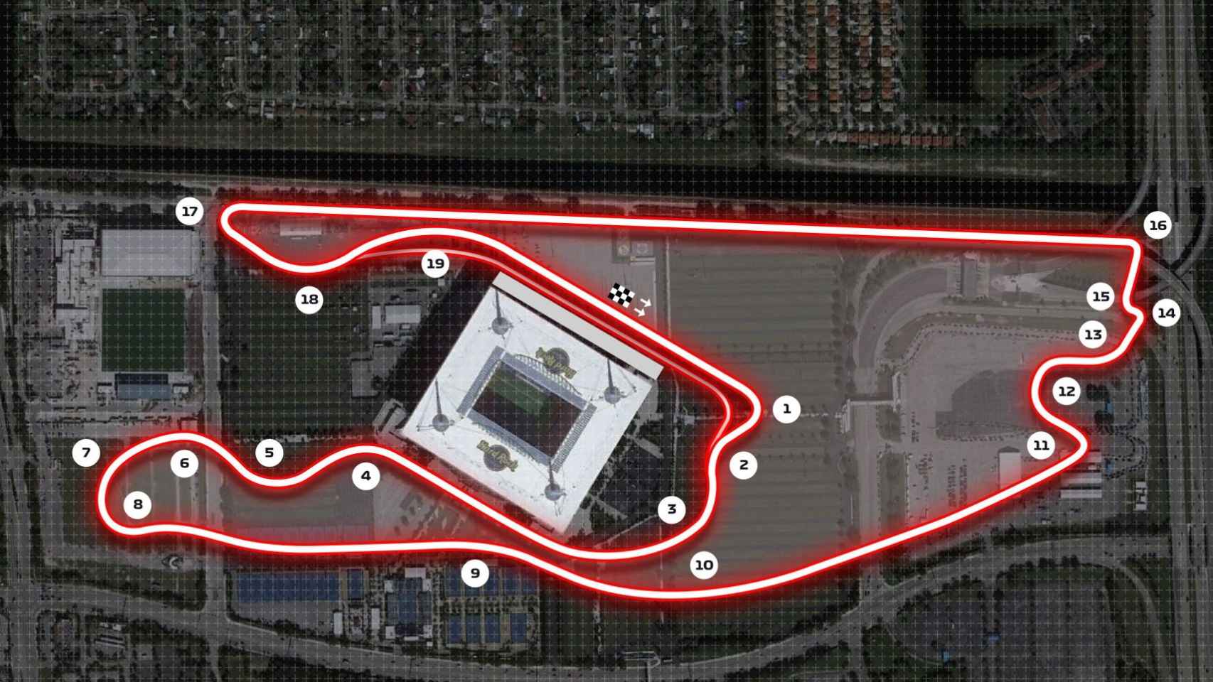 El trazado del circuito urbano del Gran Premio de Miami de Fórmula 1