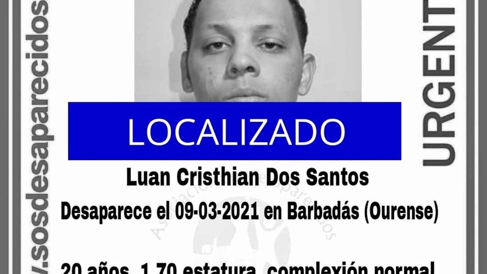 Localizado el joven de 20 años que llevaba más de un mes desaparecido en Barbadás (Ourense)