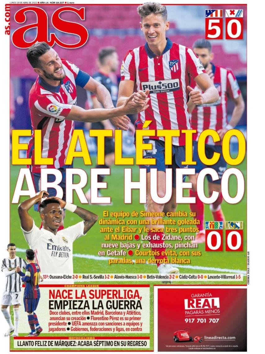 La portada del diario AS (19/04/2021)