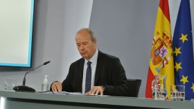 Juan Carlos Campo, ministro de Justicia, en la rueda de prensa posterior al Consejo de Ministros.