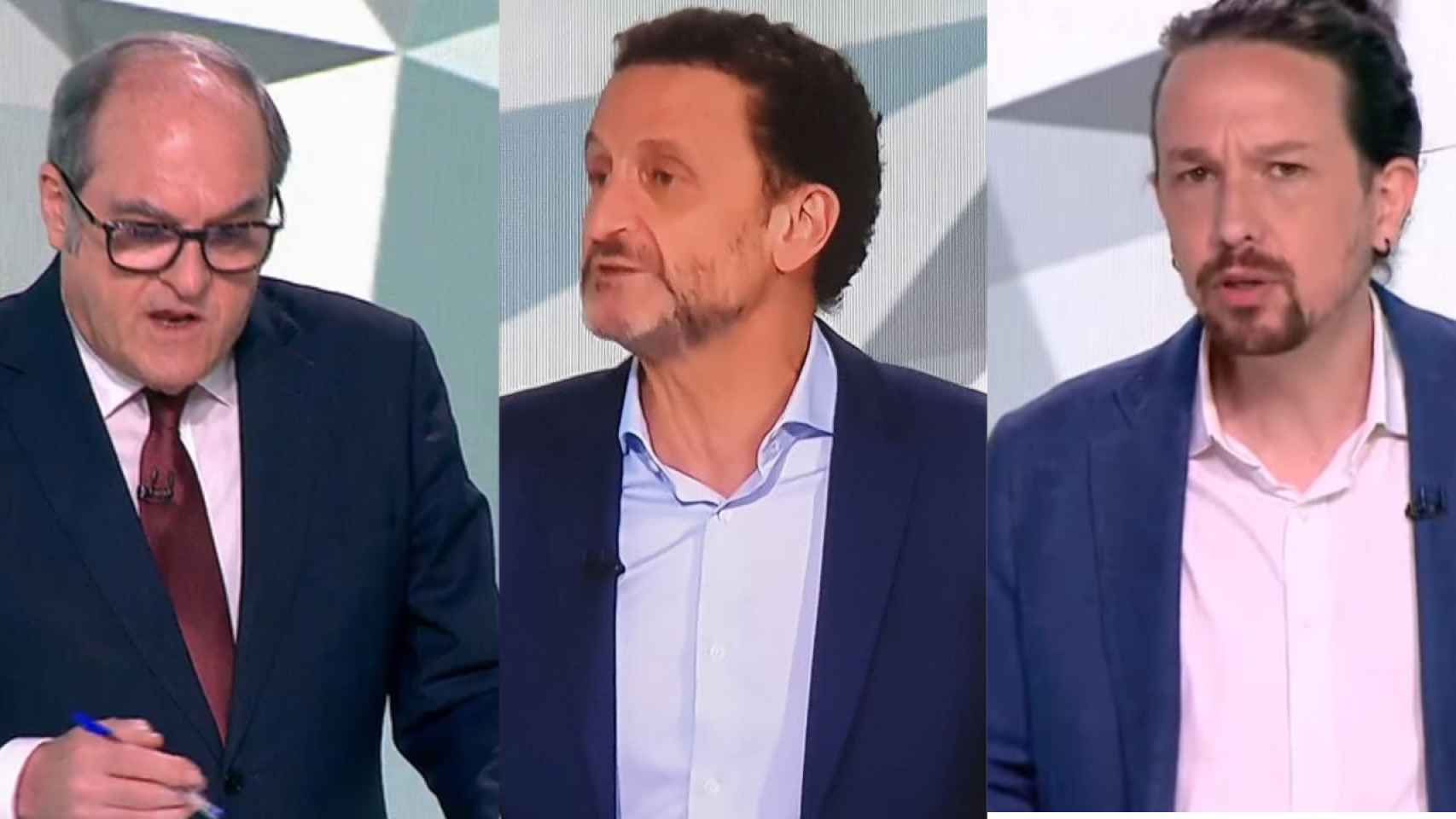 Los tres candidatos masculinos a la Comunidad de Madrid en un montaje de JALEOS.