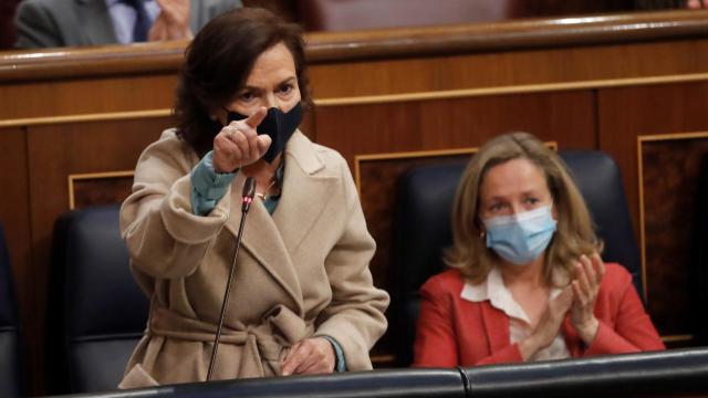 Carmen Calvo, durante su intervención parlamentaria de este miércoles.