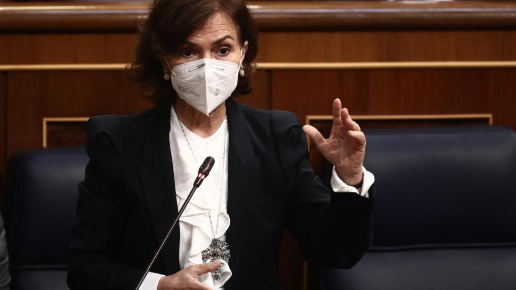 Carmen Calvo, vicepresidenta del Gobierno, en el Congreso de los Diputados.