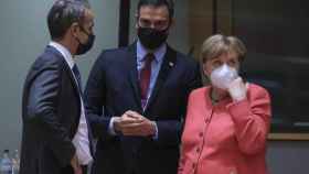 Pedro Sánchez y Angela Merkel, durante una reunión del Consejo Europeo