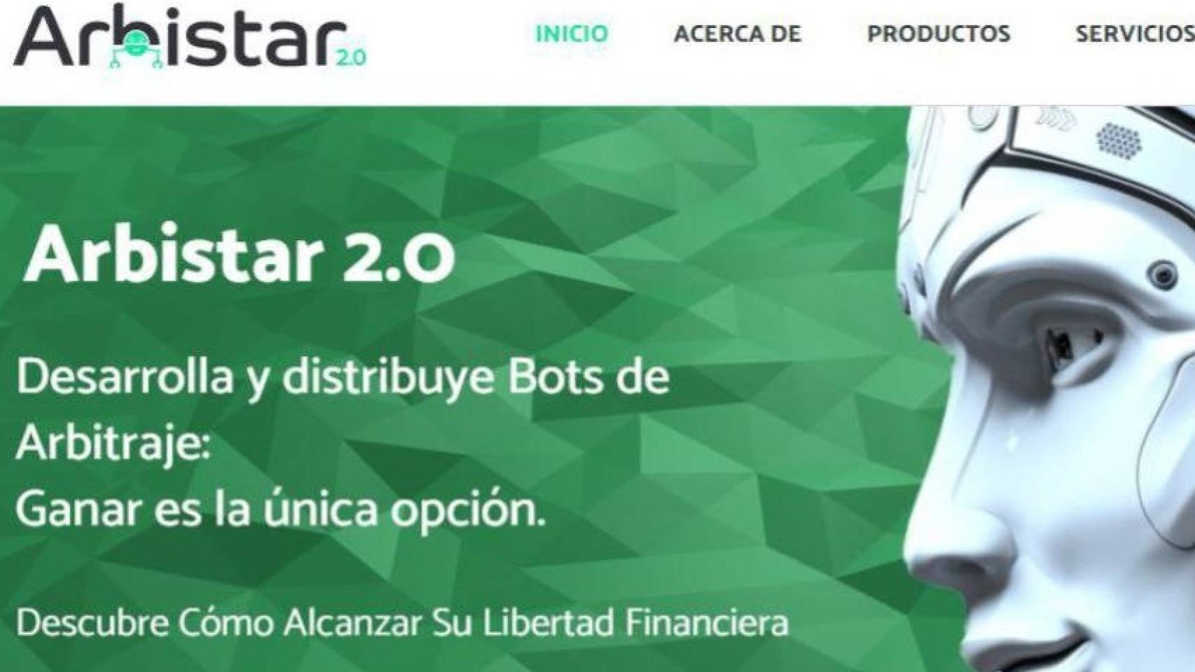 Pantallazo de la web de Arbistar 2.0.