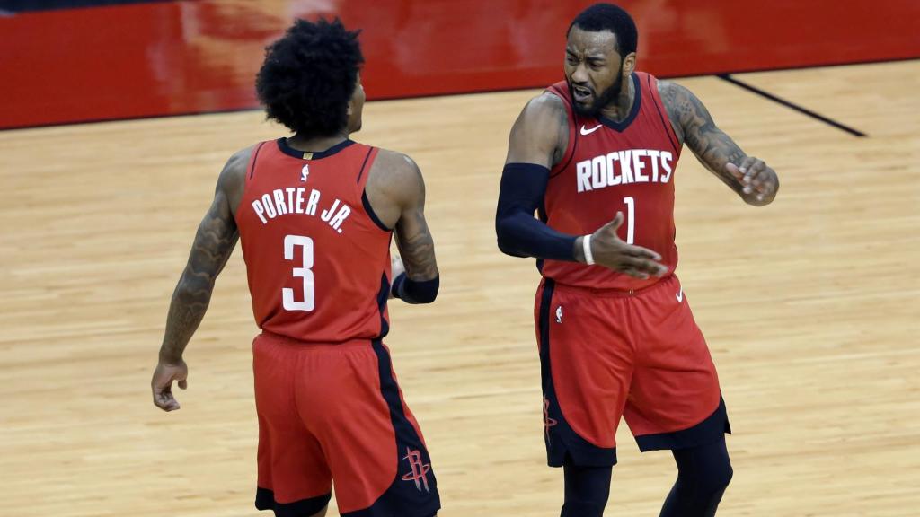 Kevin Porter Jr durante un partido con los Houston Rockets