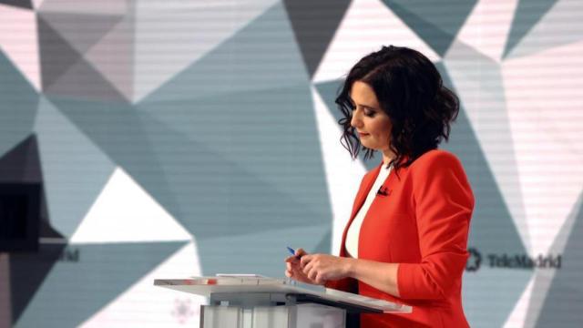 Isabel Díaz Ayuso, en el debate del miércoles en Telemadrid. EFE