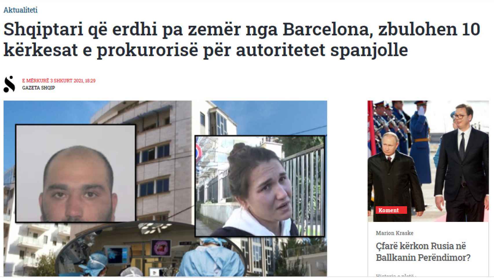 Los medios albaneses, haciéndose eco de la noticia