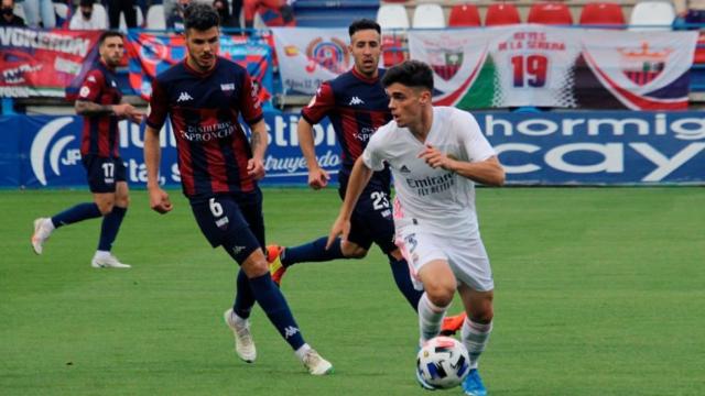 Miguel Gutiérrez, en el Extremadura - Real Madrid Castilla